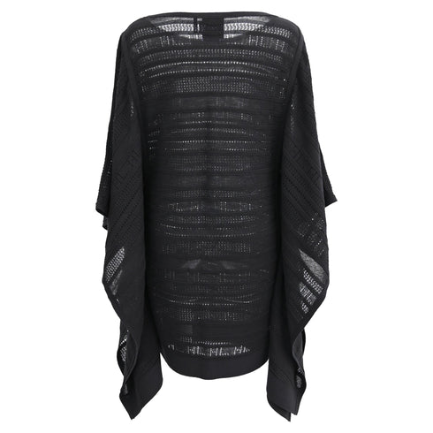 Women's Herve Leger Amiee Knitted Poncho Mini Dress in Black Cotton