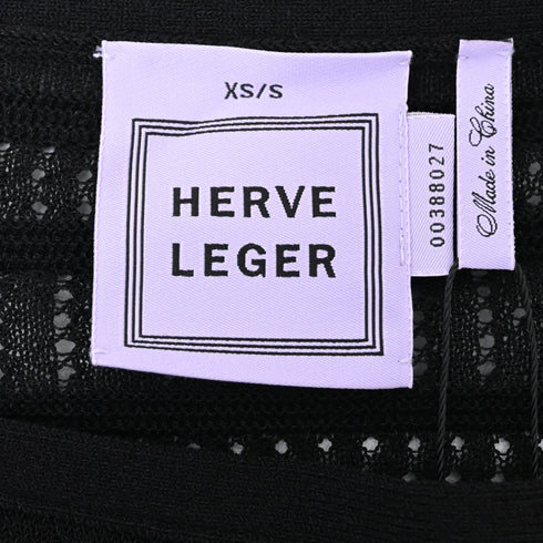 Women's Herve Leger Amiee Knitted Poncho Mini Dress in Black Cotton