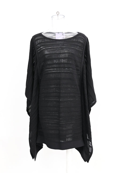 Women's Herve Leger Amiee Knitted Poncho Mini Dress in Black Cotton