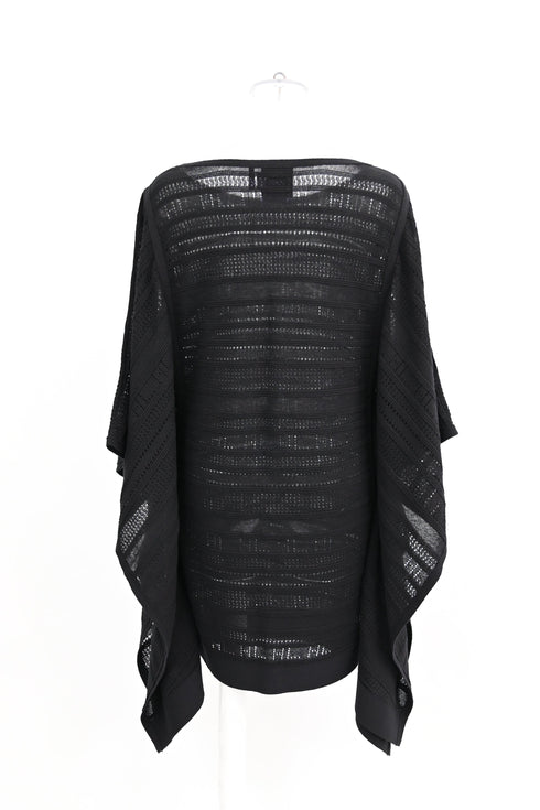 Women's Herve Leger Amiee Knitted Poncho Mini Dress in Black Cotton