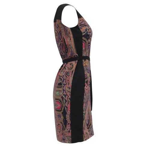 Women's Etro Paisley-Print Belted Mini Dress in Multicolor Wool