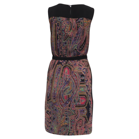 Women's Etro Paisley-Print Belted Mini Dress in Multicolor Wool