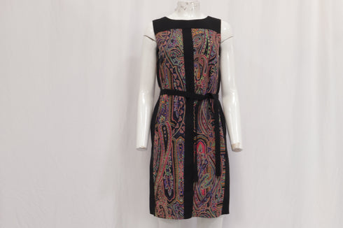 Women's Etro Paisley-Print Belted Mini Dress in Multicolor Wool