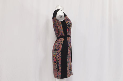 Women's Etro Paisley-Print Belted Mini Dress in Multicolor Wool