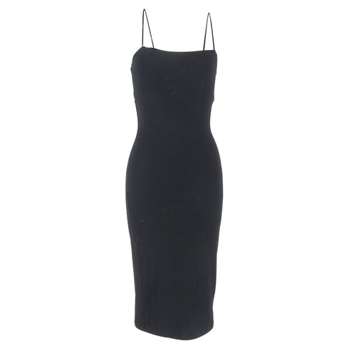 Women's Alexander Wang Back Cutout Sleeveless Midi Fitted Dress in Black Modal