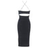 Women's Alexander Wang Back Cutout Sleeveless Midi Fitted Dress in Black Modal