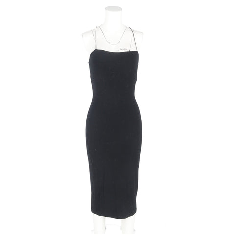 Women's Alexander Wang Back Cutout Sleeveless Midi Fitted Dress in Black Modal