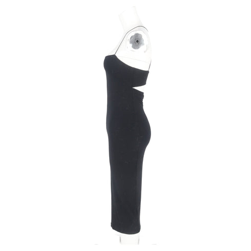 Women's Alexander Wang Back Cutout Sleeveless Midi Fitted Dress in Black Modal