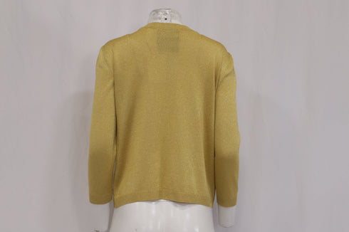Women's Moschino Couture Buttoned Cardigan in Metallic Gold Acetate