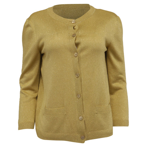 Women's Moschino Couture Buttoned Cardigan in Metallic Gold Acetate