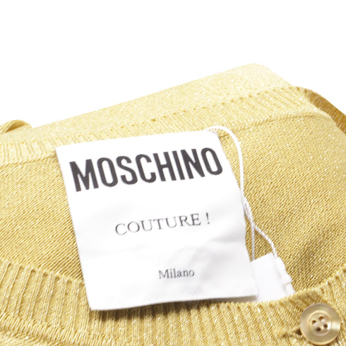 Women's Moschino Couture Buttoned Cardigan in Metallic Gold Acetate