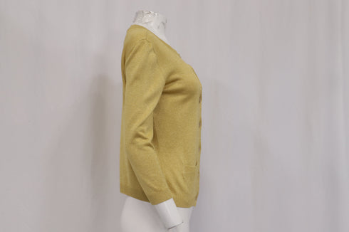 Women's Moschino Couture Buttoned Cardigan in Metallic Gold Acetate