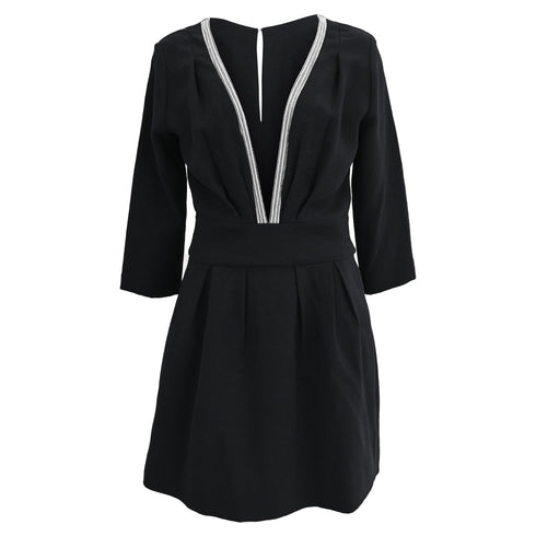 Women's Ba&sh V-neck Mini Dress in Black Polyester
