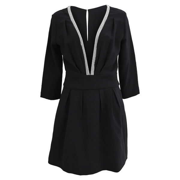 Women's Ba&sh V-neck Mini Dress in Black Polyester