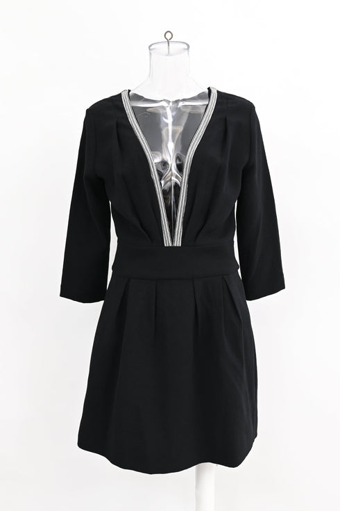 Women's Ba&sh V-neck Mini Dress in Black Polyester