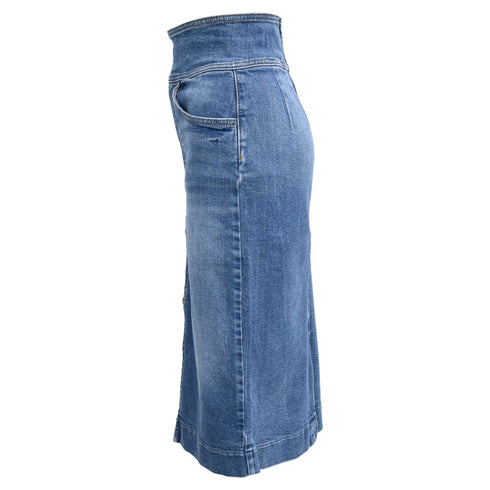 Women's Ba&sh Date Midi Skirt in Light Blue Denim