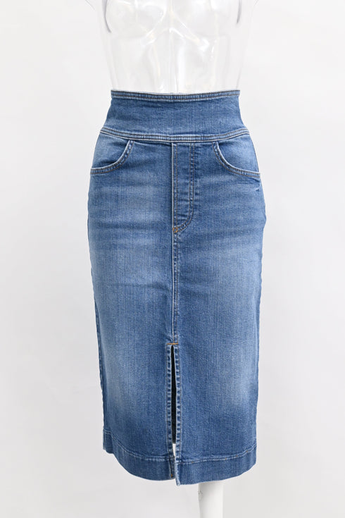 Women's Ba&sh Date Midi Skirt in Light Blue Denim