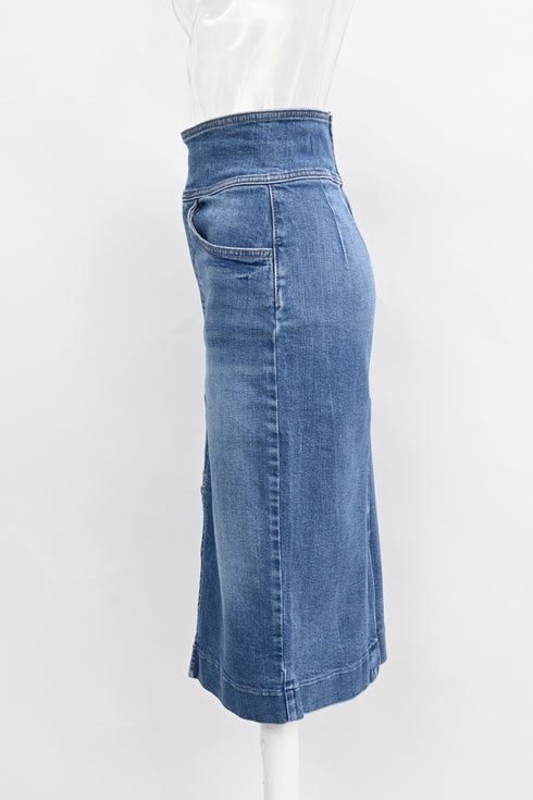 Women's Ba&sh Date Midi Skirt in Light Blue Denim