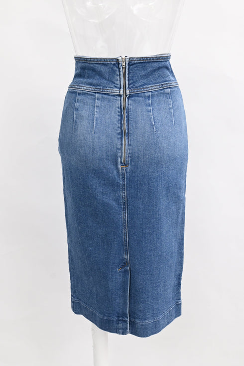 Women's Ba&sh Date Midi Skirt in Light Blue Denim