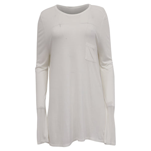 Women's Alexander Wang Long Sleeve Top with Pocket in White Modal