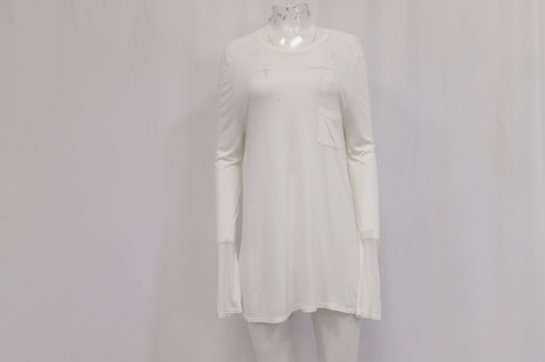 Women's Alexander Wang Long Sleeve Top with Pocket in White Modal