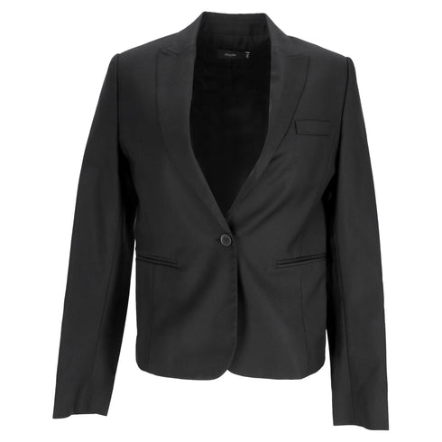 Women's Joseph Single-Breasted Blazer with Pockets in Black Wool