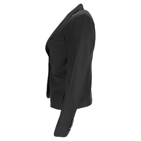 Women's Joseph Single-Breasted Blazer with Pockets in Black Wool