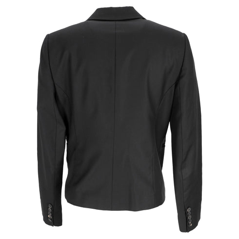 Women's Joseph Single-Breasted Blazer with Pockets in Black Wool