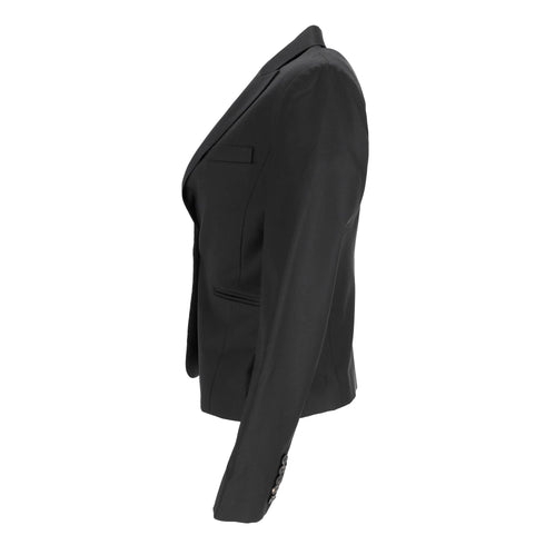 Women's Joseph Single-Breasted Blazer with Pockets in Black Wool