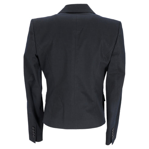 Women's Joseph Single-Breasted Blazer with Pockets in Navy Blue Cotton