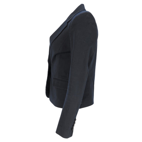 Women's Joseph Single-Breasted Blazer with Pockets in Navy Blue Cotton