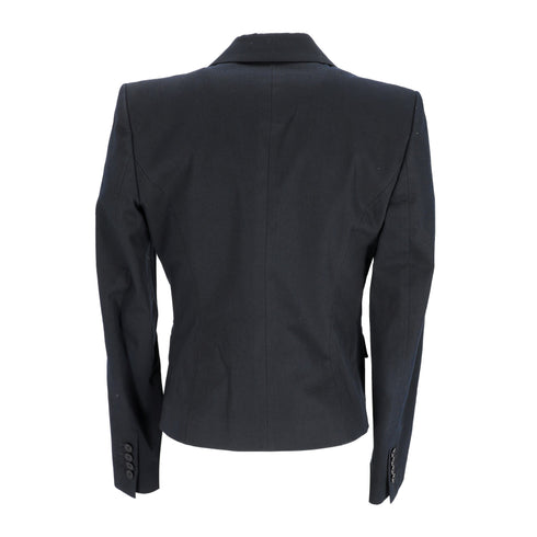 Women's Joseph Single-Breasted Blazer with Pockets in Navy Blue Cotton