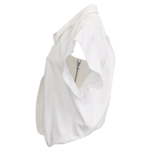 Women's Alexander Wang Cropped Layered And Ribbed Jersey Blouse In White Cotton