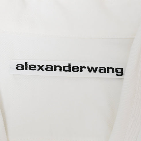 Women's Alexander Wang Cropped Layered And Ribbed Jersey Blouse In White Cotton
