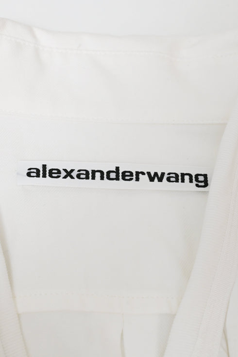 Women's Alexander Wang Cropped Layered And Ribbed Jersey Blouse In White Cotton