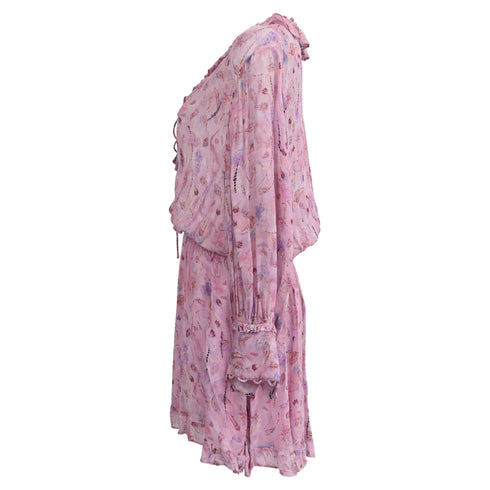 Women's Iro Joyce Floral Print Ruffle Romper In Pink Viscose