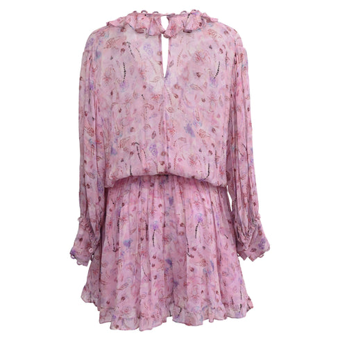 Women's Iro Joyce Floral Print Ruffle Romper In Pink Viscose