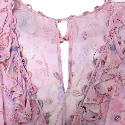 Women's Iro Joyce Floral Print Ruffle Romper In Pink Viscose