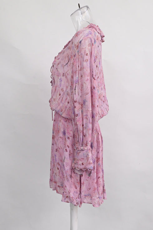 Women's Iro Joyce Floral Print Ruffle Romper In Pink Viscose