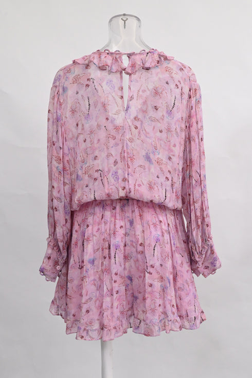 Women's Iro Joyce Floral Print Ruffle Romper In Pink Viscose