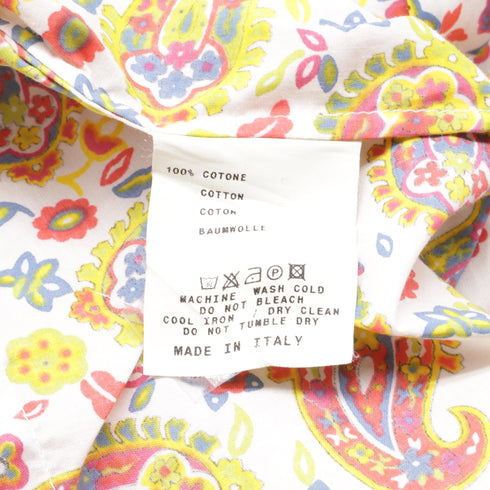 Women's Etro Paisley Print Short Sleeve Shirt in Multicolor Cotton