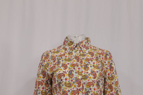 Women's Etro Paisley Print Short Sleeve Shirt in Multicolor Cotton