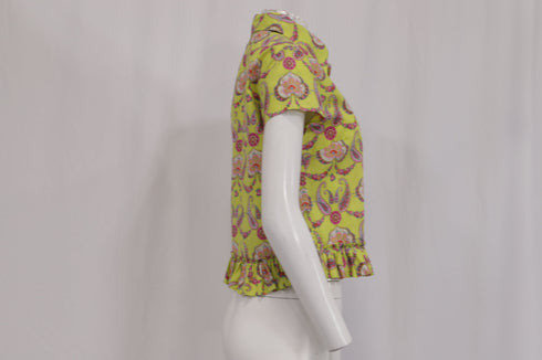Women's Etro Printed Short Sleeve Blouse in Multicolor Cotton