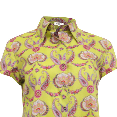Women's Etro Printed Short Sleeve Blouse in Multicolor Cotton