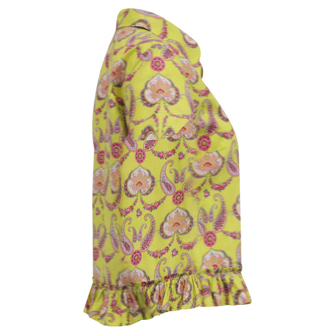 Women's Etro Printed Short Sleeve Blouse in Multicolor Cotton