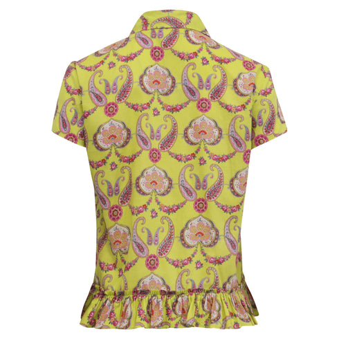 Women's Etro Printed Short Sleeve Blouse in Multicolor Cotton