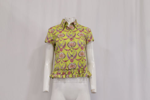 Women's Etro Printed Short Sleeve Blouse in Multicolor Cotton