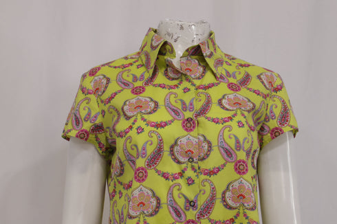 Women's Etro Printed Short Sleeve Blouse in Multicolor Cotton