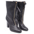 Women's Stuart Weitzman Jett Front-Zipped Mid-Calf Boots in Black Leather
