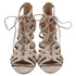 Women's Aquazzura Ivy Lace-Up Sandal Heels in Nude Suede